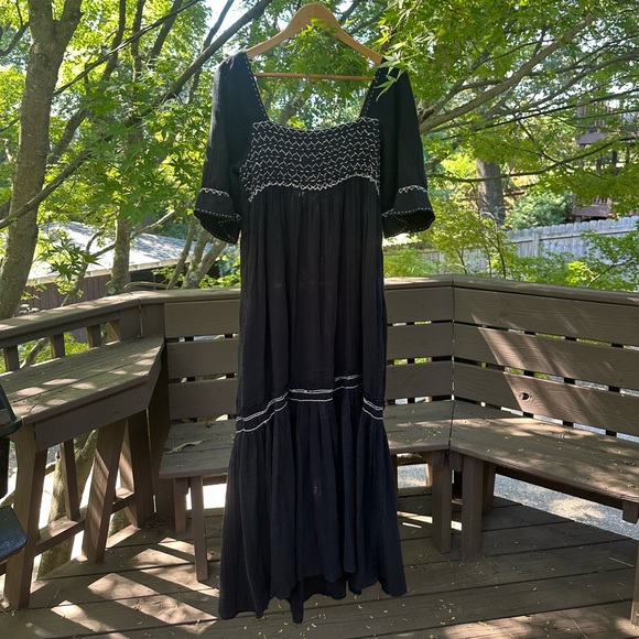 Free People I’m the One Maxi Dress Smocked Tassel Embroidered Flowy - Picture 6 of 15